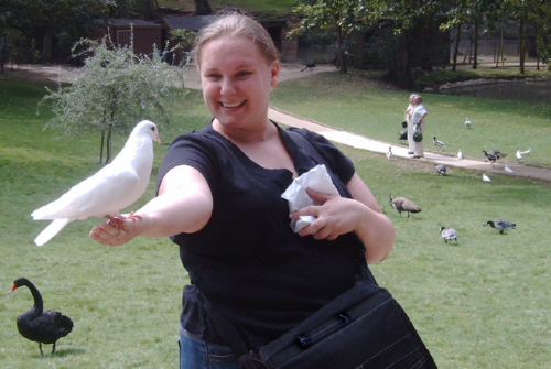 Wendy makes friends with the doves