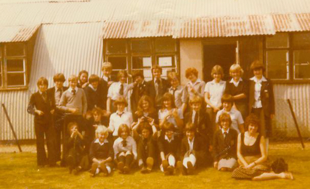 At Wymondham College, in front of a Nissen hut - can you find me in this one?